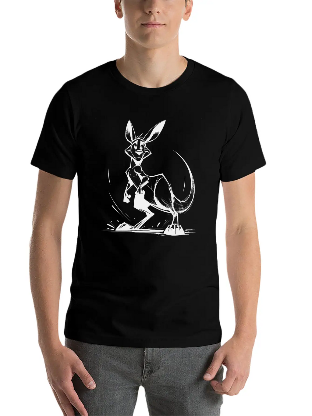 Marsupial Pencil Sketch Kangaroo Australia Unisex Casual T-Shirt – Clean Design For Daily Comfort