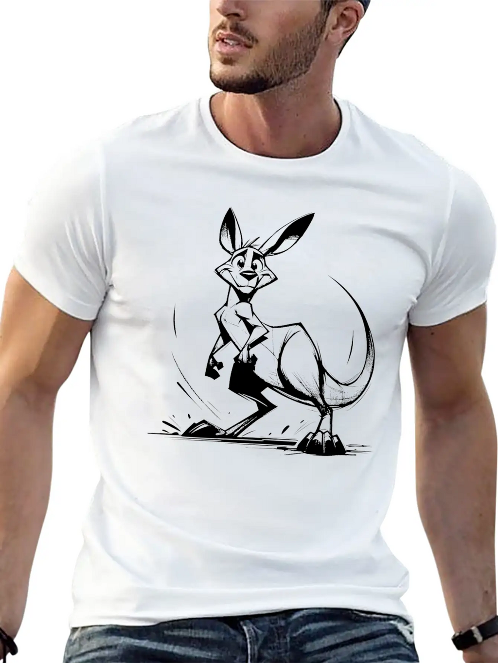 Marsupial Pencil Sketch Kangaroo Australia Unisex Casual T-Shirt – Clean Design For Daily Comfort