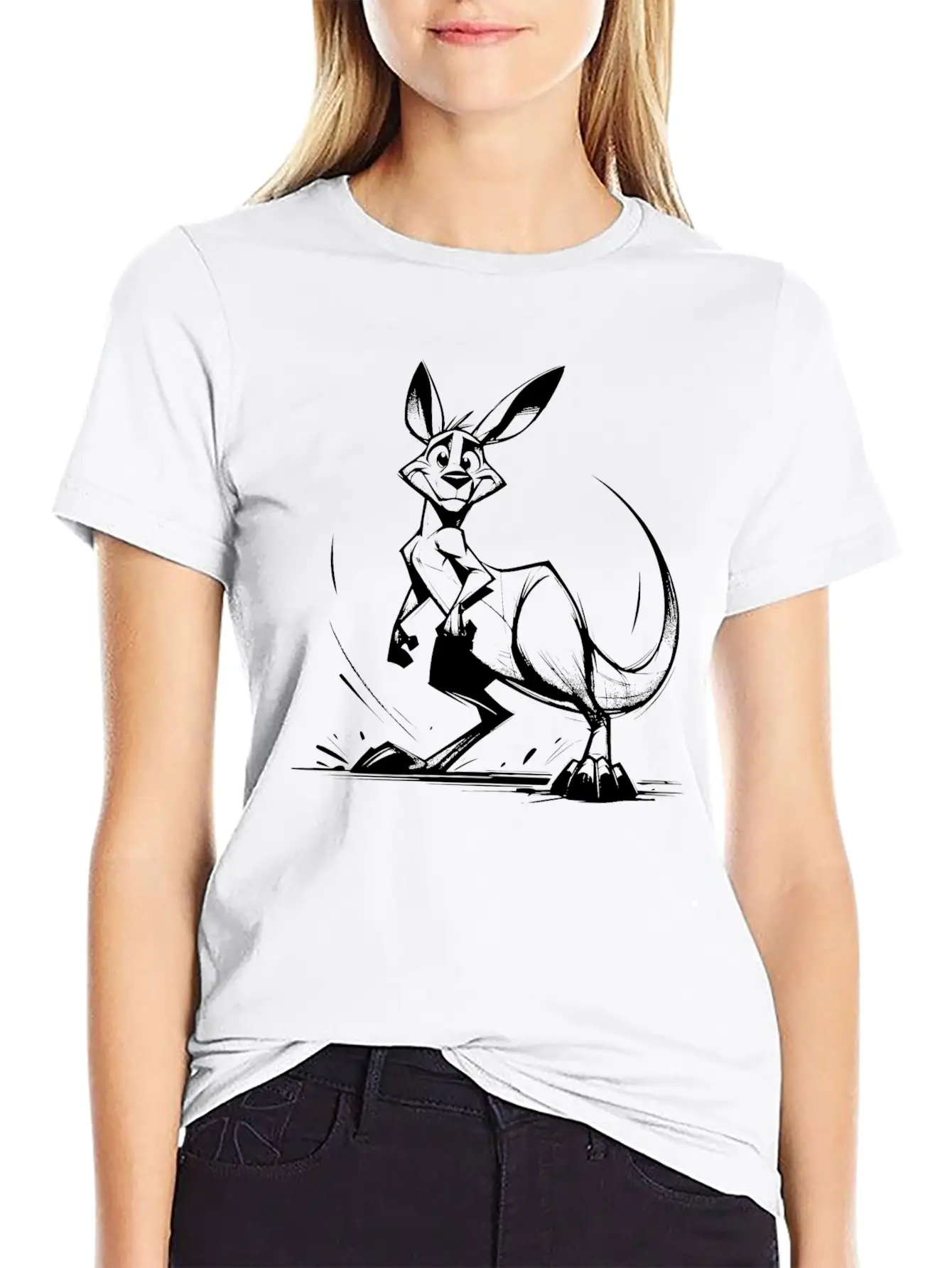 Marsupial Pencil Sketch Kangaroo Australia Unisex Casual T-Shirt – Clean Design For Daily Comfort
