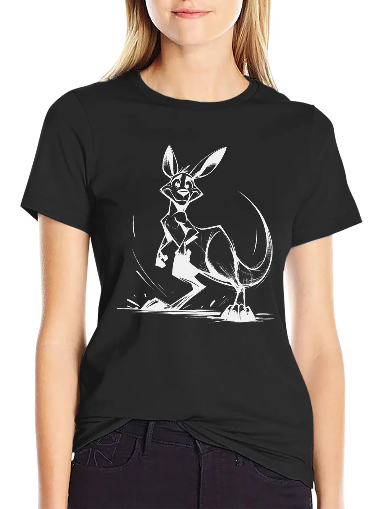 Marsupial Pencil Sketch Kangaroo Australia Unisex Casual T-Shirt – Clean Design For Daily Comfort