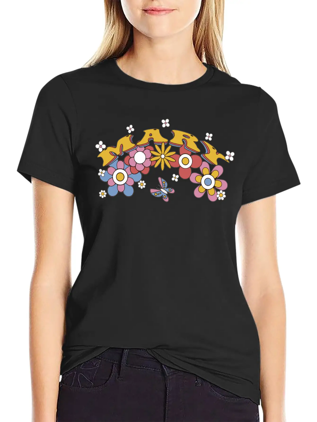Mary Groovy Flower Tie Dye, Mary Hippie Flower Breathable Soft Cotton T-Shirt – Timeless Casual Look