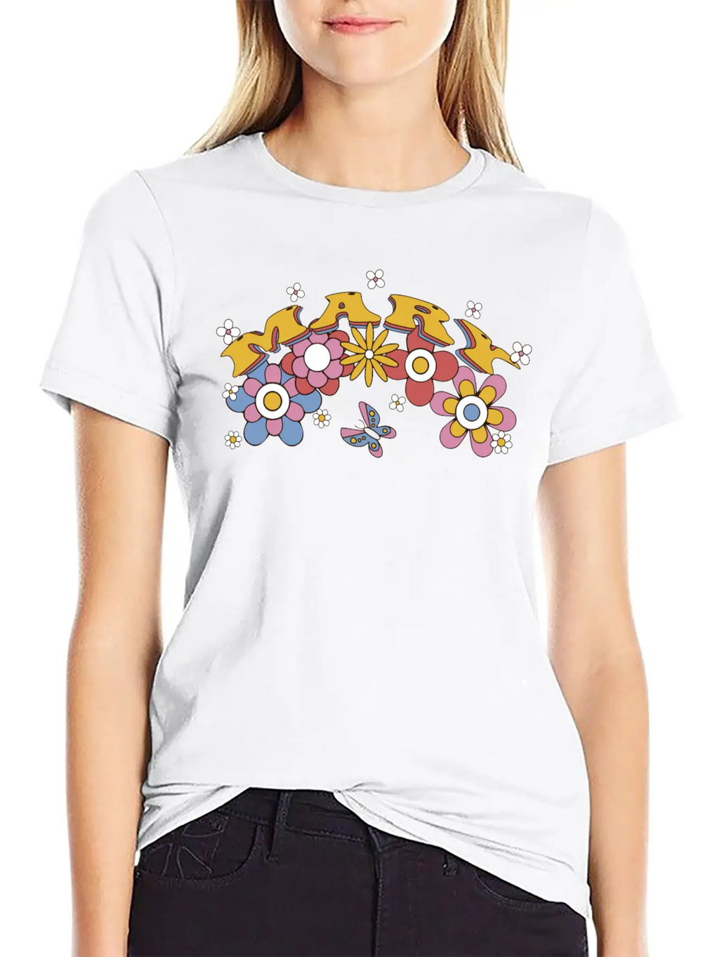 Mary Groovy Flower Tie Dye, Mary Hippie Flower Breathable Soft Cotton T-Shirt – Timeless Casual Look