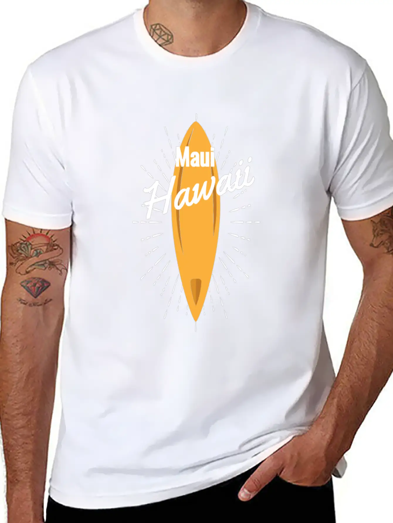 Maui Hawaii Surfboard Breathable Soft Cotton T-Shirt – Timeless Casual Look