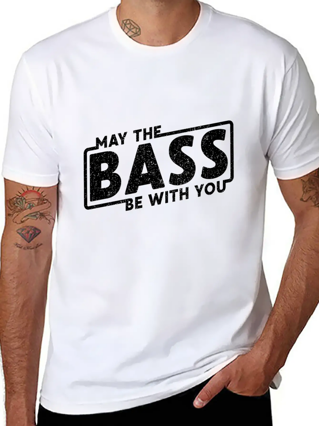 May The Bass Be With You Guitar Music Gift Unisex Short Sleeve Soft Cotton T-Shirt – Casual Everyday Wear
