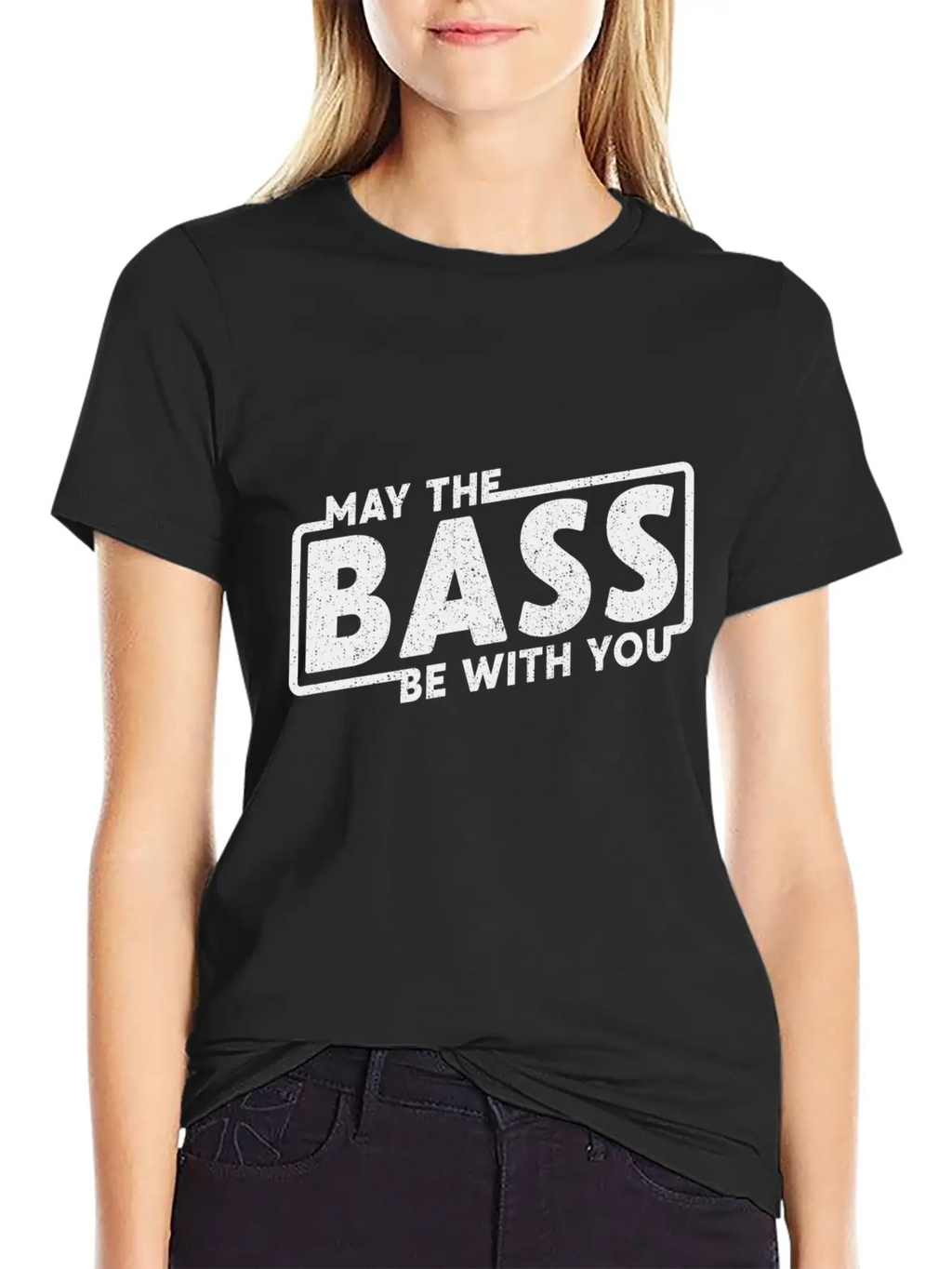 May The Bass Be With You Guitar Music Gift Unisex Short Sleeve Soft Cotton T-Shirt – Casual Everyday Wear