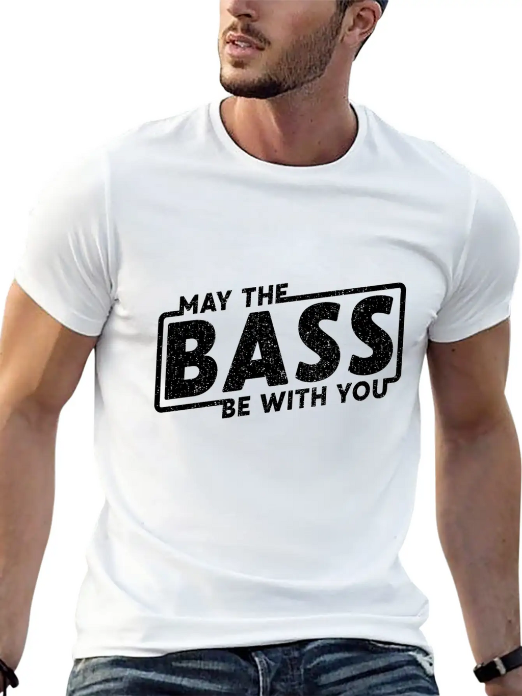 May The Bass Be With You Guitar Music Gift Unisex Short Sleeve Soft Cotton T-Shirt – Casual Everyday Wear