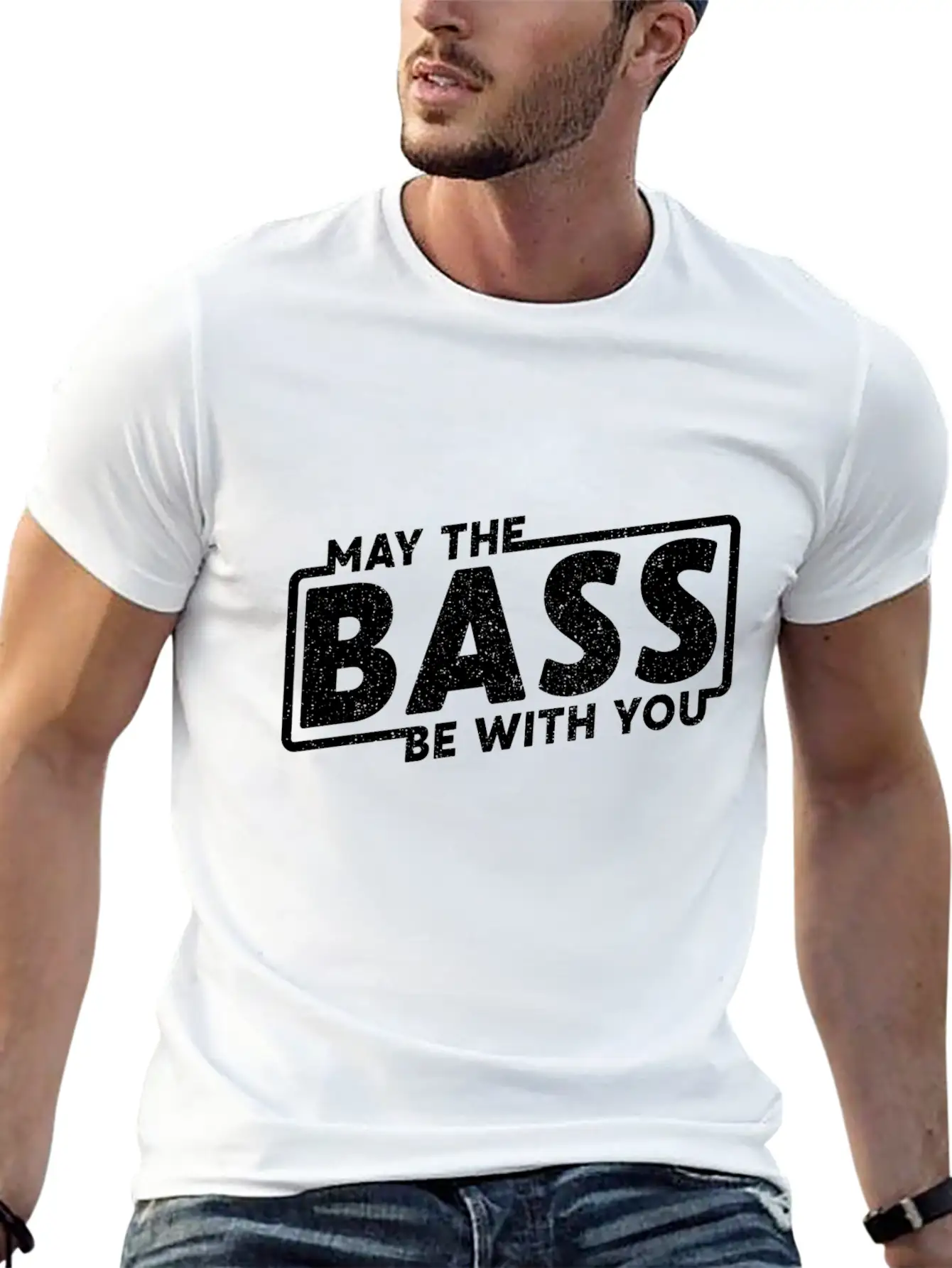 May The Bass Be With You Guitar Music Gift Unisex Short Sleeve Soft Cotton T-Shirt – Casual Everyday Wear