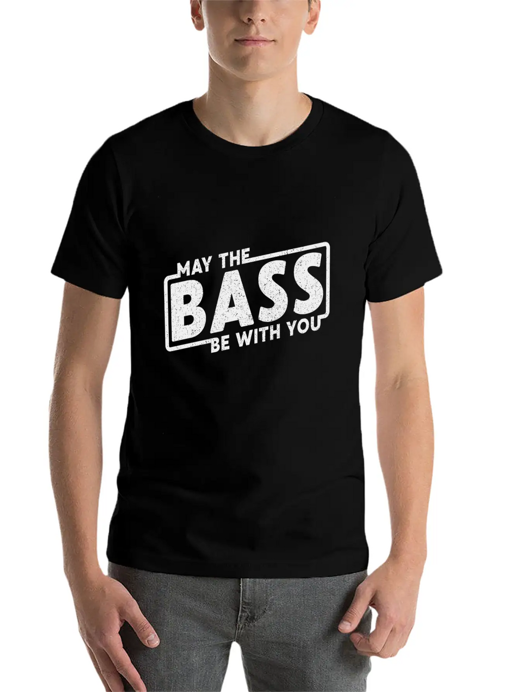 May The Bass Be With You Guitar Music Gift Unisex Short Sleeve Soft Cotton T-Shirt – Casual Everyday Wear