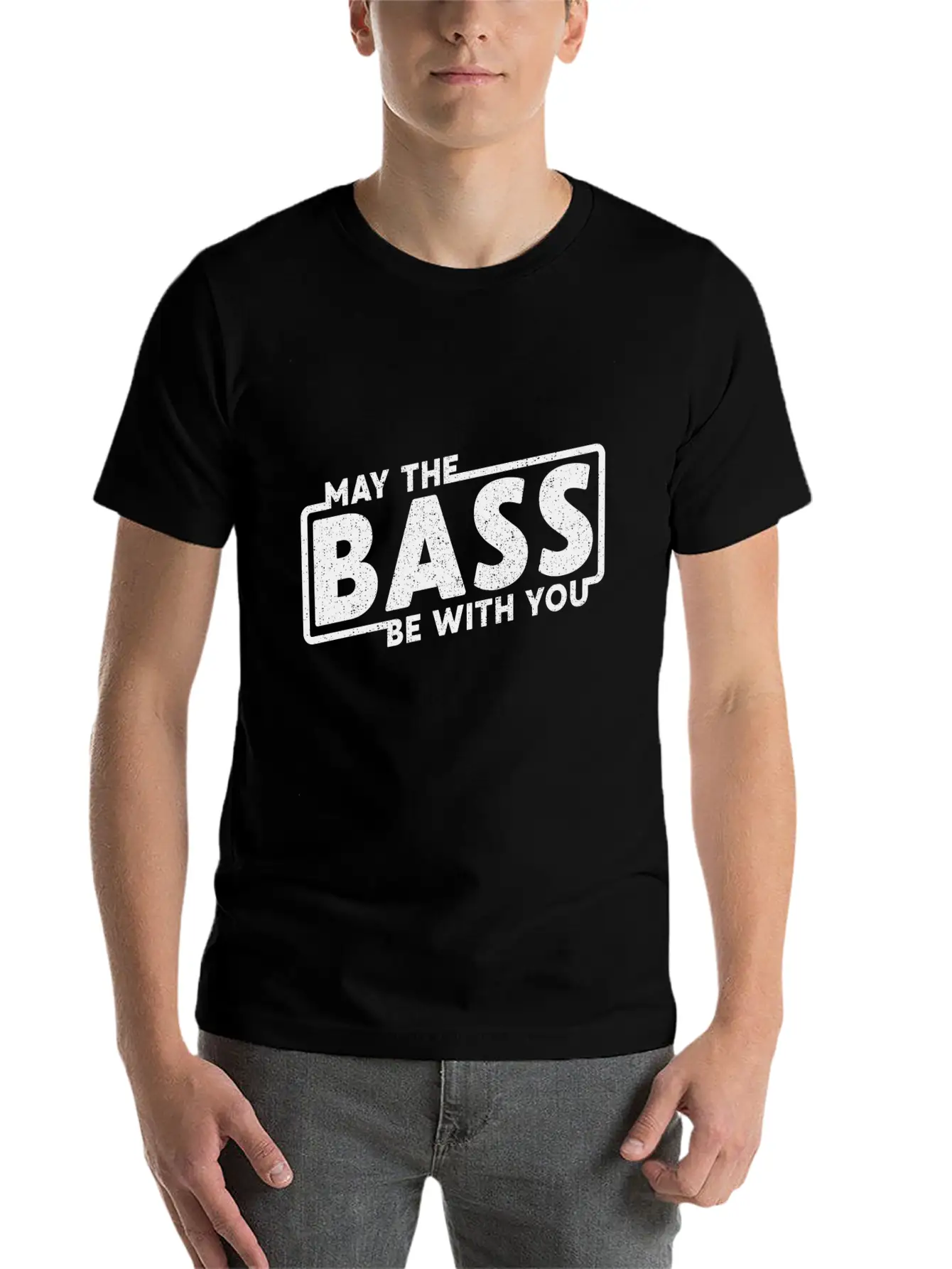 May The Bass Be With You Guitar Music Gift Unisex Short Sleeve Soft Cotton T-Shirt – Casual Everyday Wear