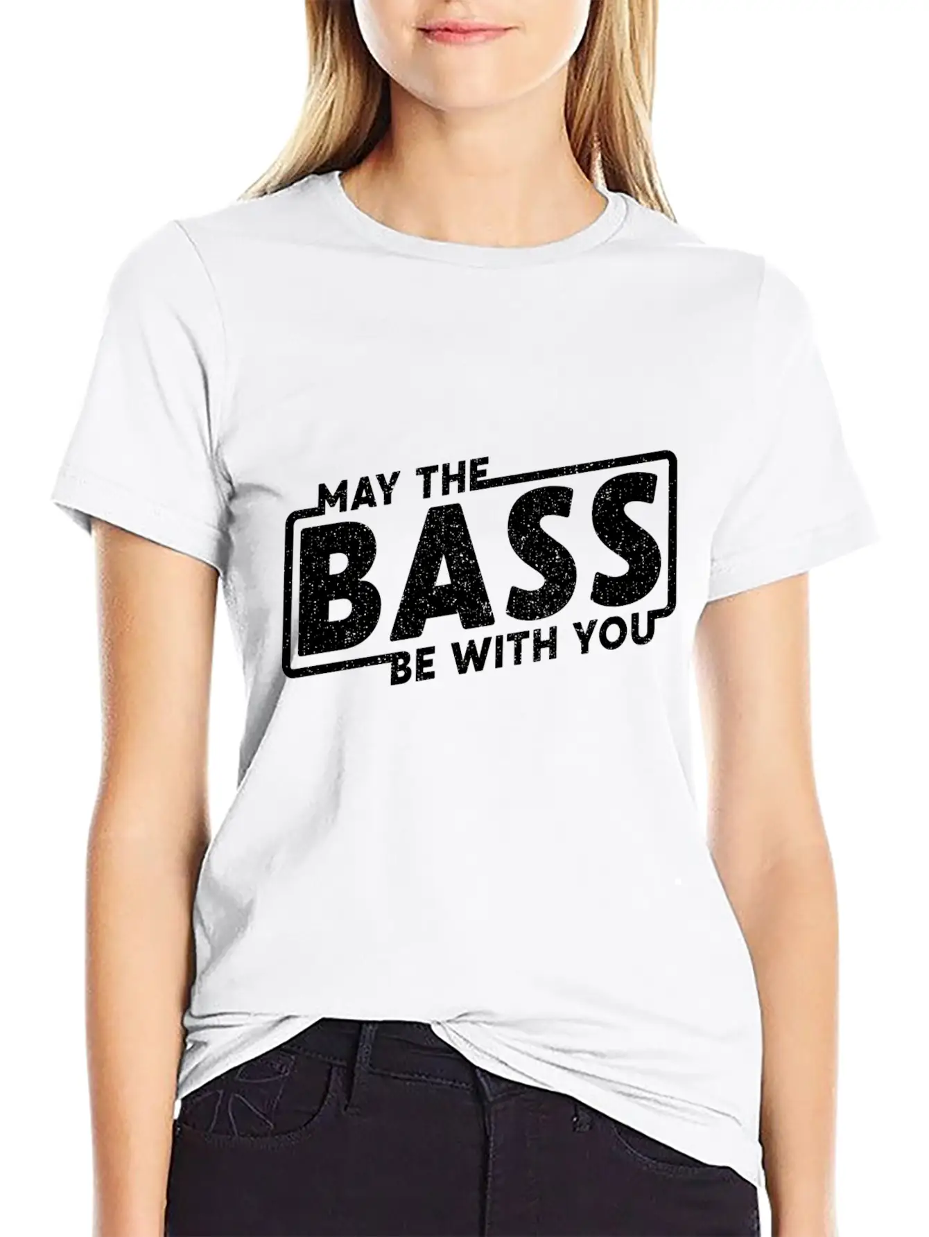 May The Bass Be With You Guitar Music Gift Unisex Short Sleeve Soft Cotton T-Shirt – Casual Everyday Wear