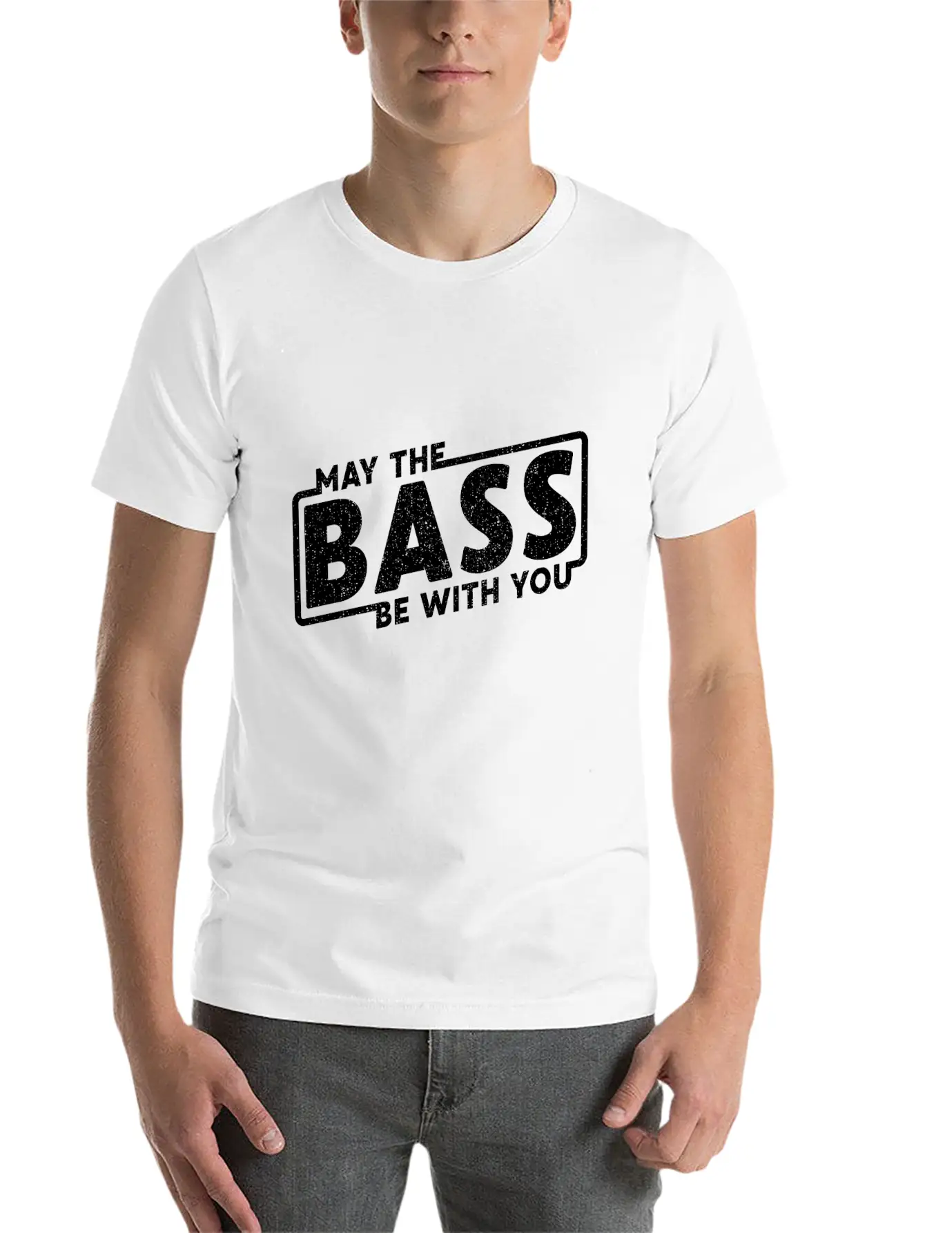 May The Bass Be With You Guitar Music Gift Unisex Short Sleeve Soft Cotton T-Shirt – Casual Everyday Wear