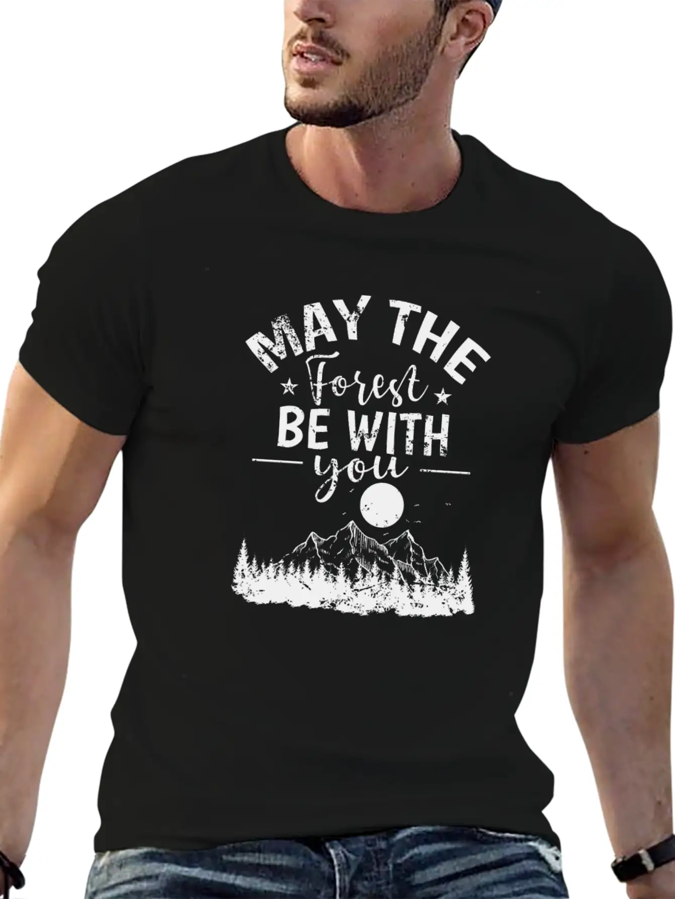 May The Forest Be With You Hiking Nature Breathable Soft Cotton T-Shirt – Timeless Casual Look