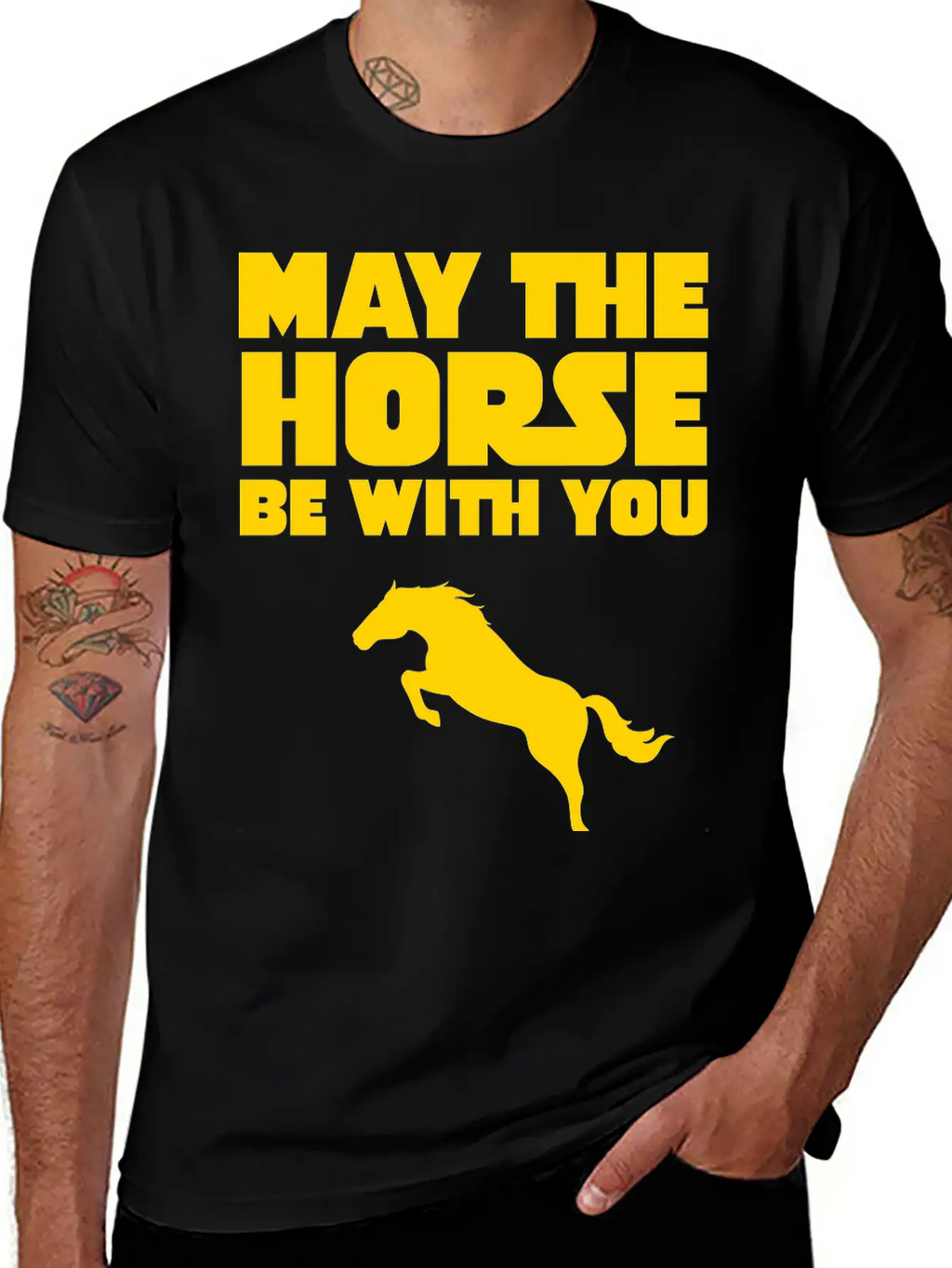 May The Horse Be With You Unisex Short Sleeve Soft Cotton T-Shirt – Casual Everyday Wear