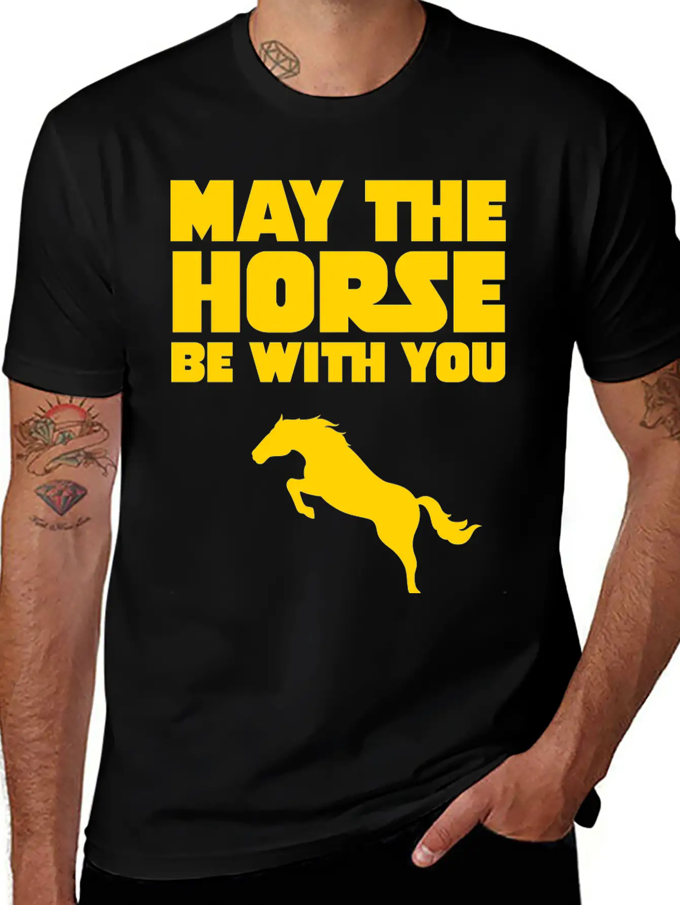 May The Horse Be With You Unisex Short Sleeve Soft Cotton T-Shirt – Casual Everyday Wear