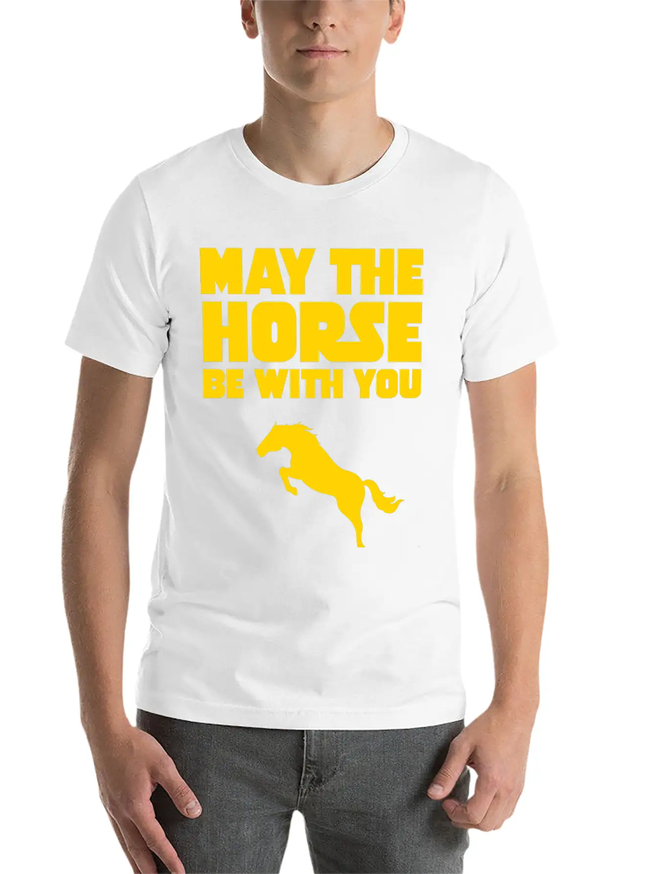 May The Horse Be With You Unisex Short Sleeve Soft Cotton T-Shirt – Casual Everyday Wear