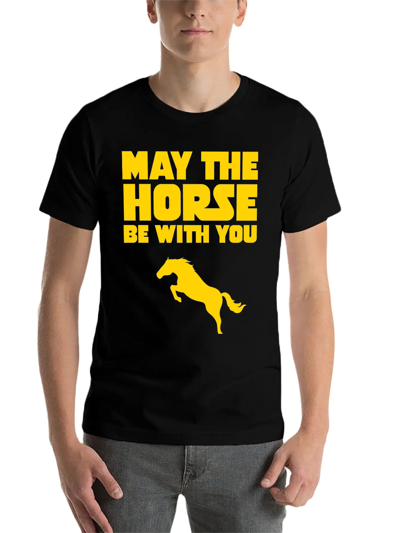 May The Horse Be With You Unisex Short Sleeve Soft Cotton T-Shirt – Casual Everyday Wear