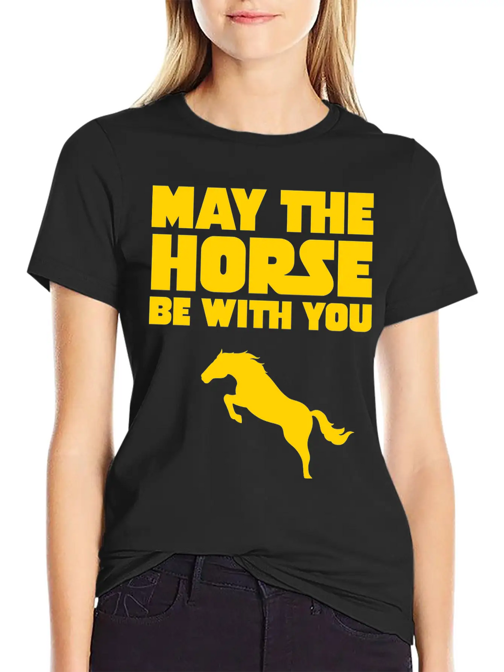 May The Horse Be With You Unisex Short Sleeve Soft Cotton T-Shirt – Casual Everyday Wear