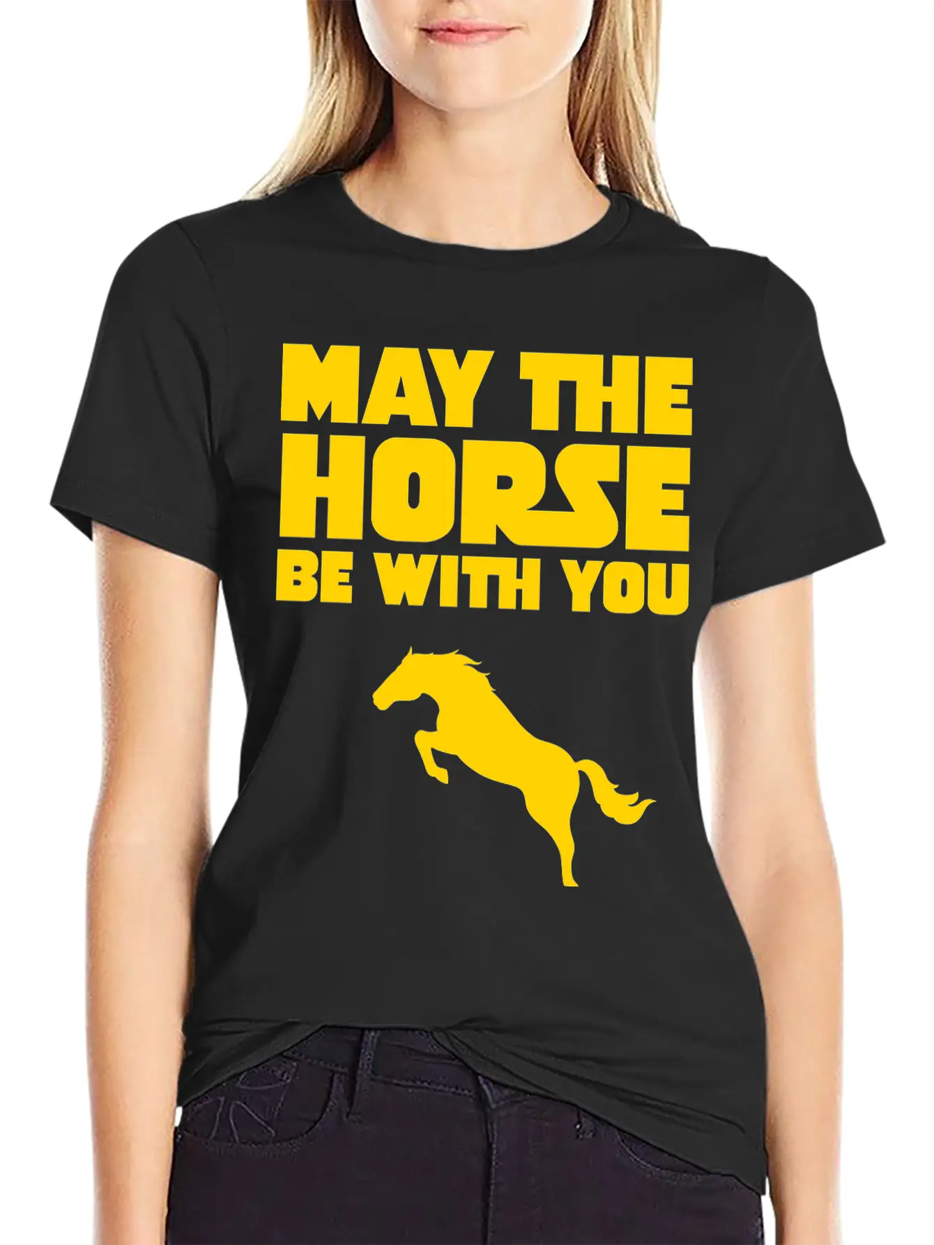 May The Horse Be With You Unisex Short Sleeve Soft Cotton T-Shirt – Casual Everyday Wear