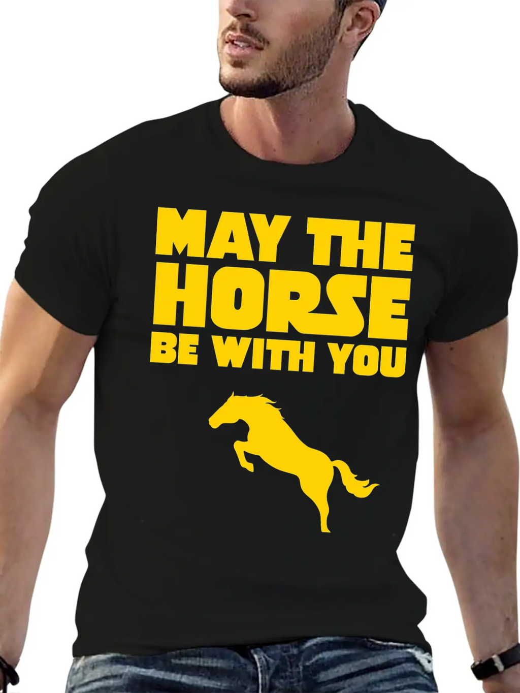 May The Horse Be With You Unisex Short Sleeve Soft Cotton T-Shirt – Casual Everyday Wear