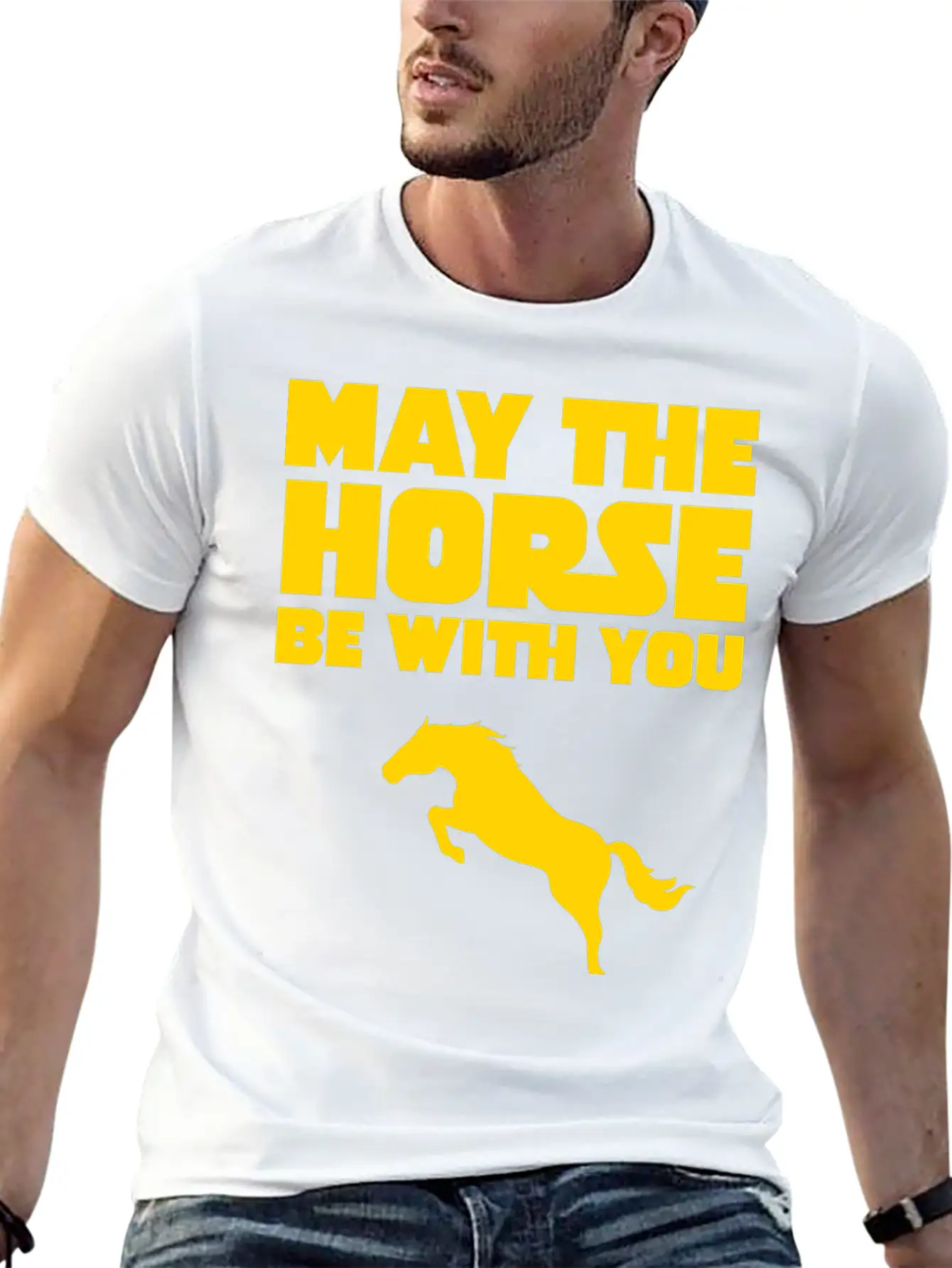 May The Horse Be With You Unisex Short Sleeve Soft Cotton T-Shirt – Casual Everyday Wear