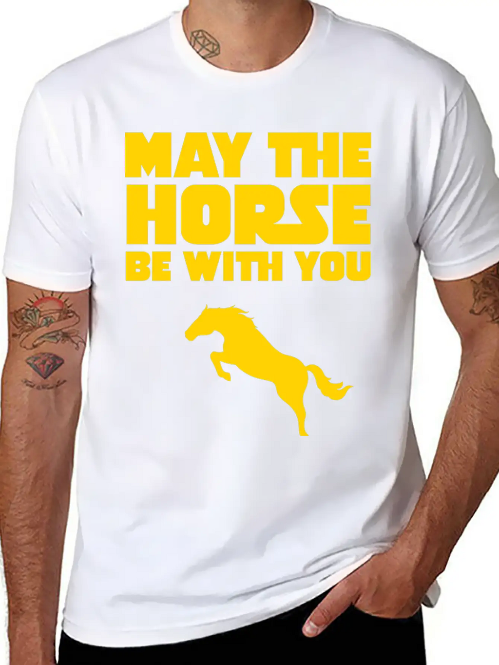 May The Horse Be With You Unisex Short Sleeve Soft Cotton T-Shirt – Casual Everyday Wear