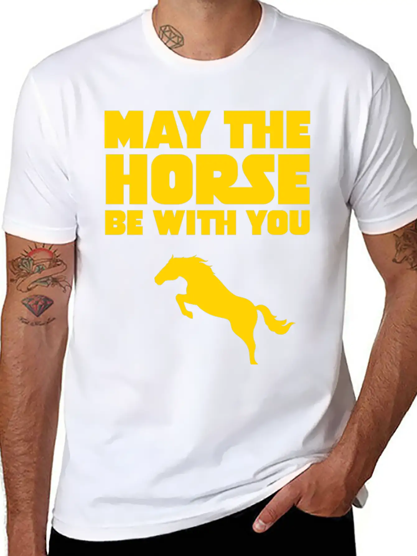 May The Horse Be With You Unisex Short Sleeve Soft Cotton T-Shirt – Casual Everyday Wear