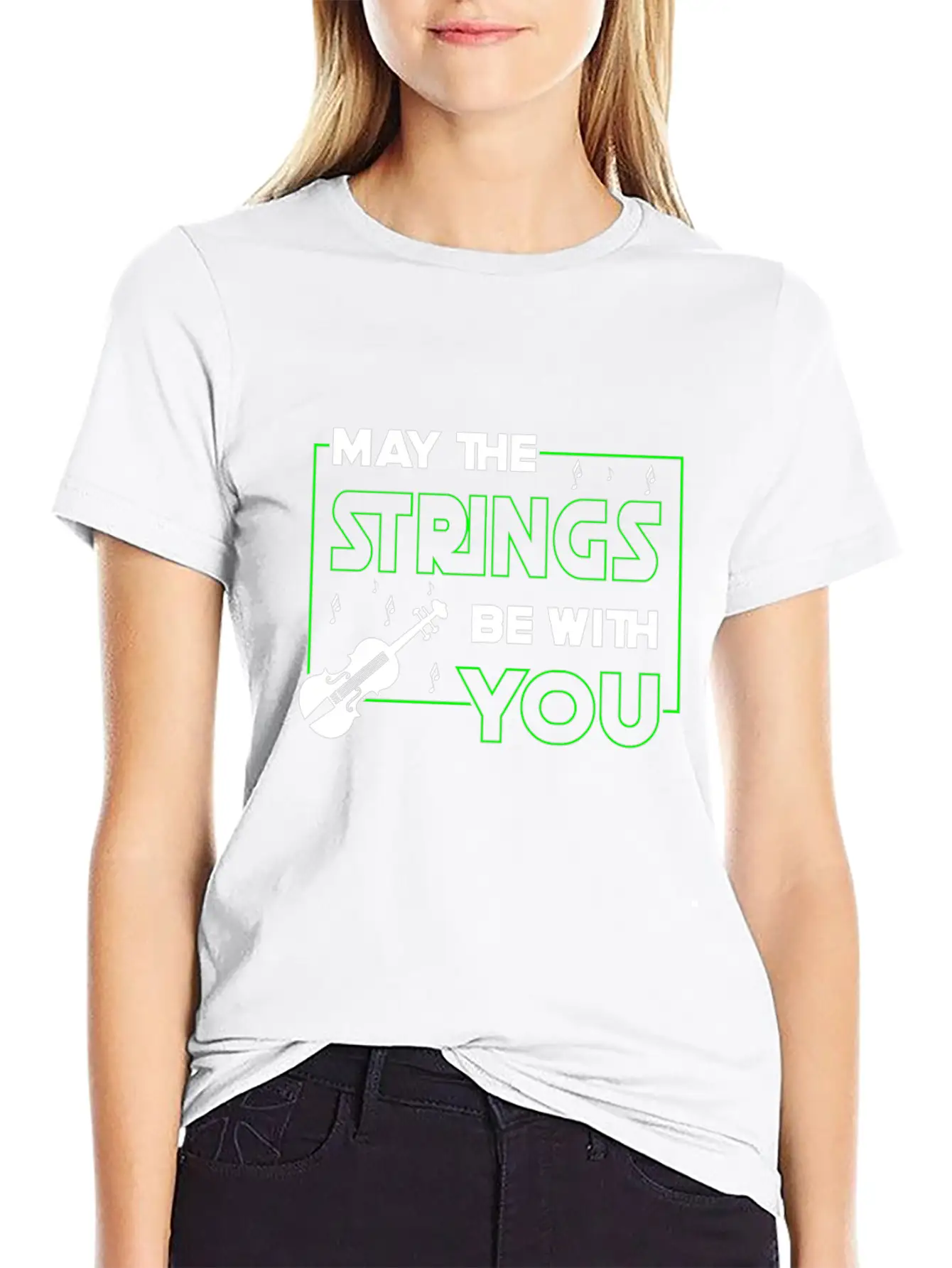 May The Strings Be With You - Violin Player Stylish Everyday T-Shirt – Unisex Basic Cotton Tee