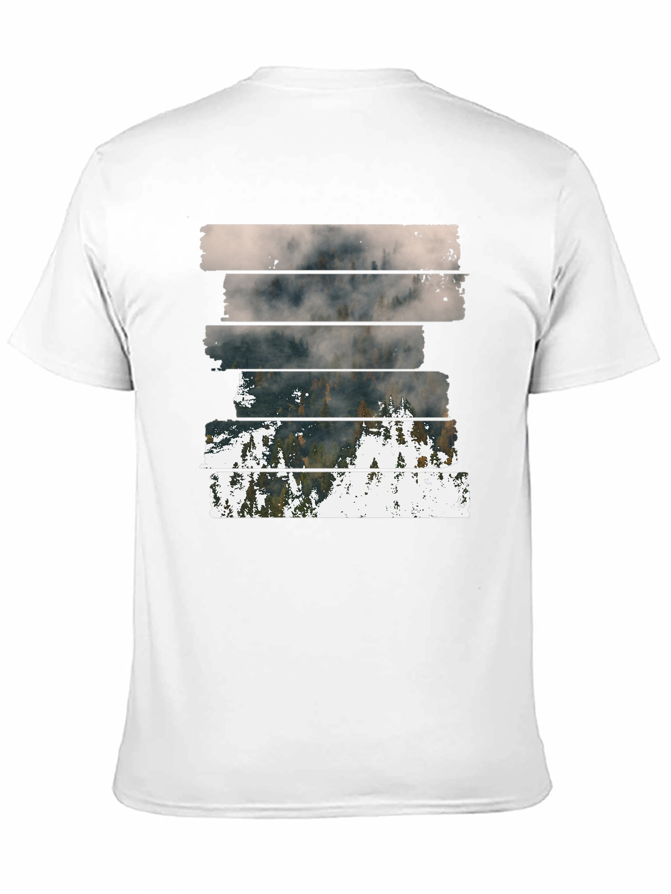 Abstract Landscape Graphic Print Mens Black T-Shirt