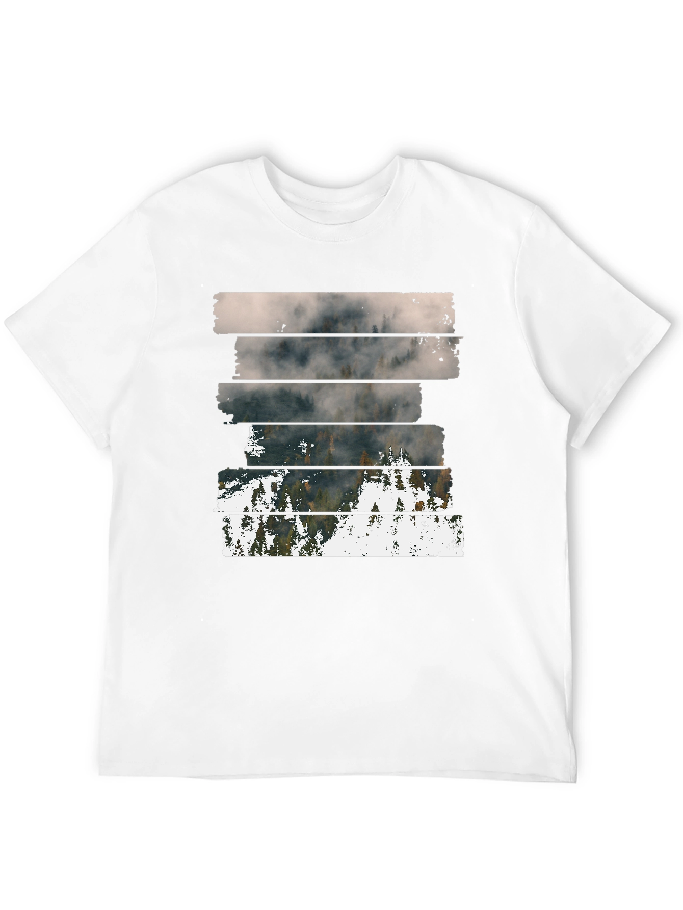 Abstract Landscape Graphic Print Mens Black T-Shirt