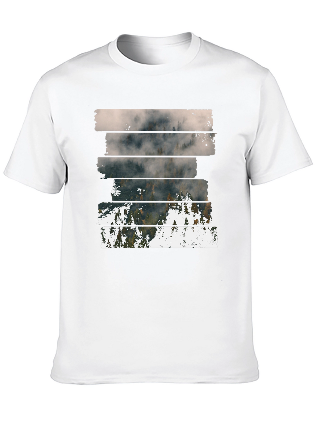 Abstract Landscape Graphic Print Mens Black T-Shirt