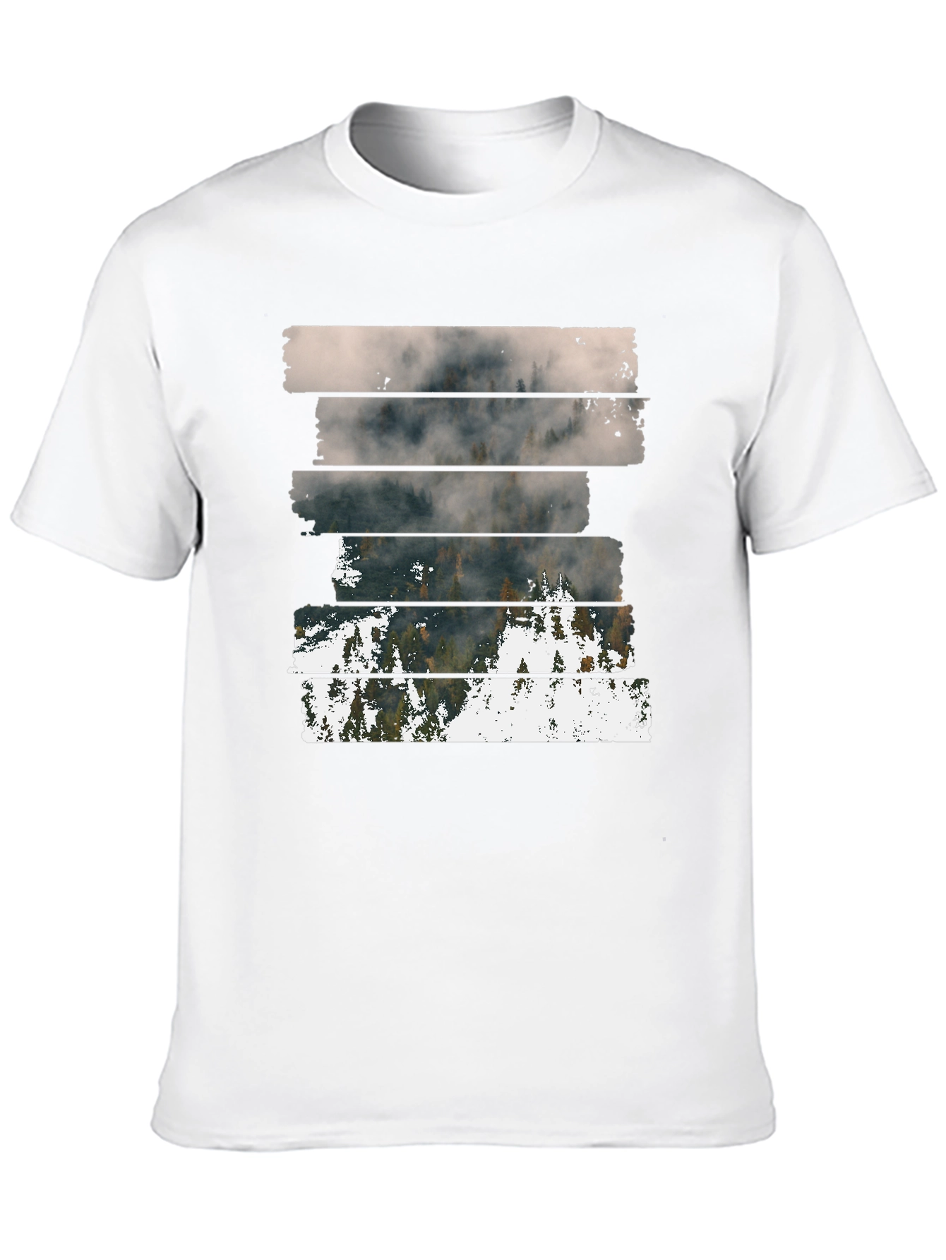 Abstract Landscape Graphic Print Mens Black T-Shirt