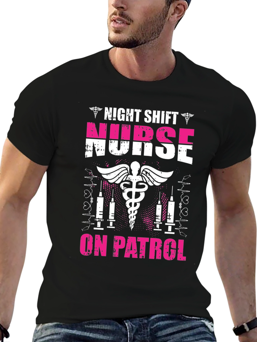 Night Shift Nurse On Patrol Graphic T-Shirt