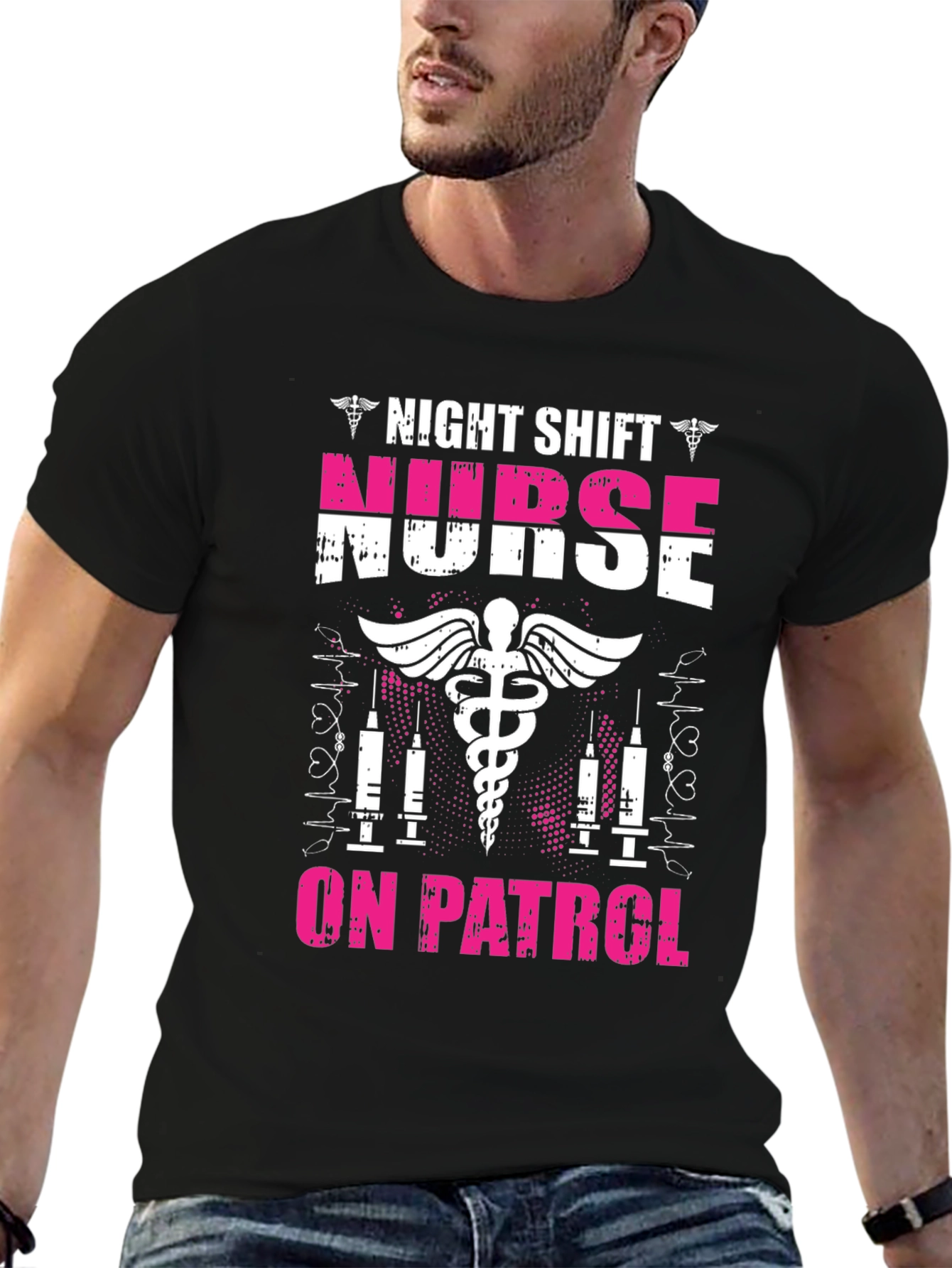 Night Shift Nurse On Patrol Graphic T-Shirt