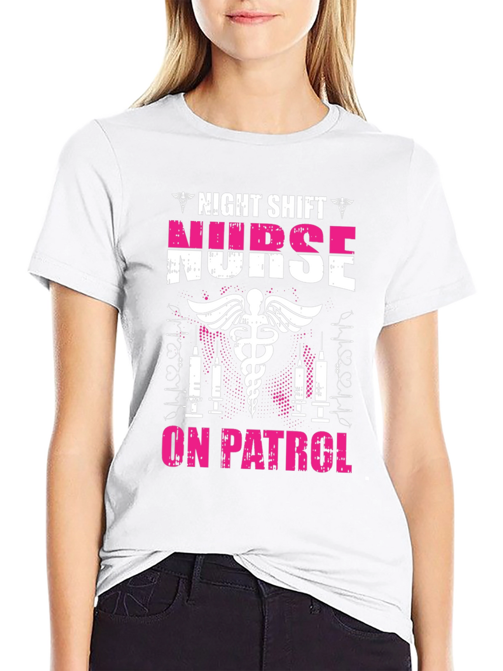 Night Shift Nurse On Patrol Graphic T-Shirt