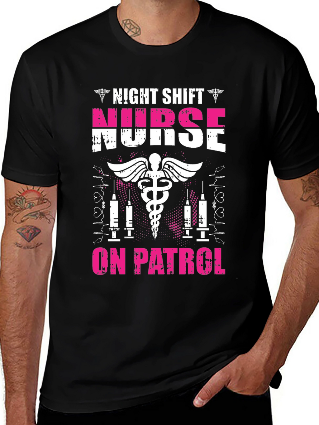 Night Shift Nurse On Patrol Graphic T-Shirt