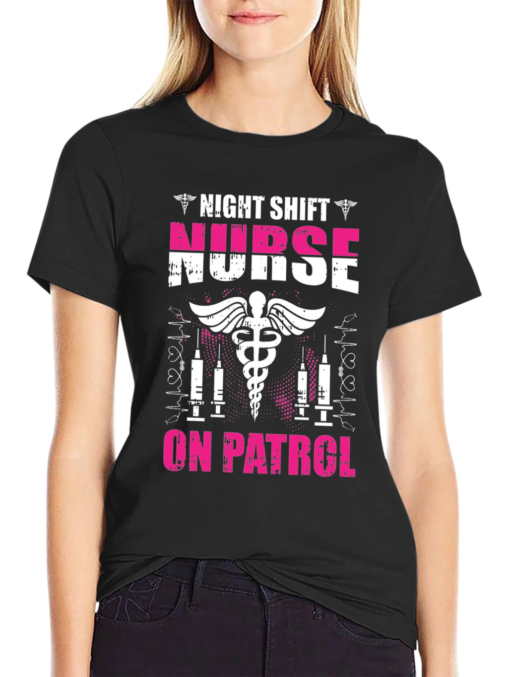 Night Shift Nurse On Patrol Graphic T-Shirt