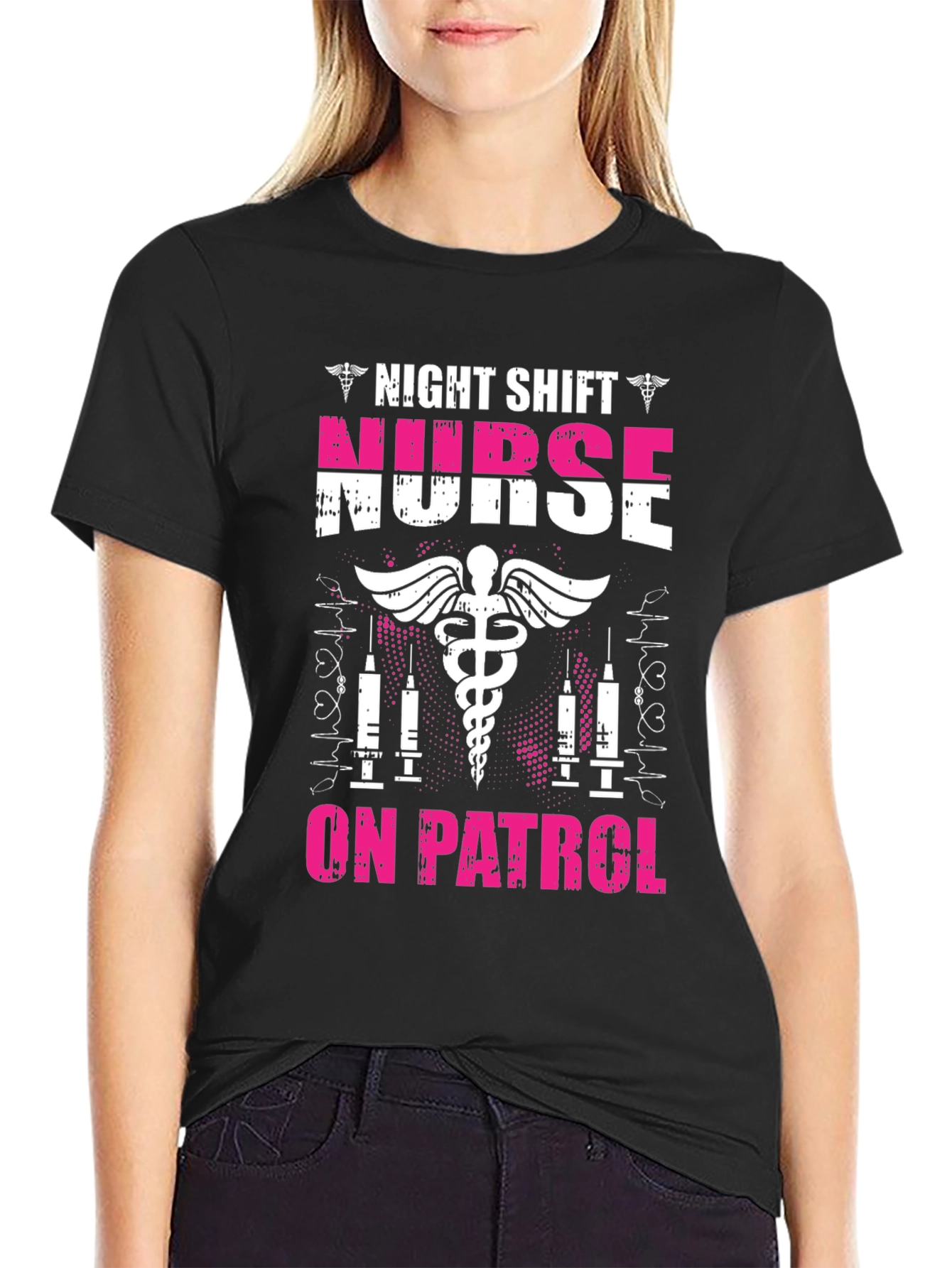 Night Shift Nurse On Patrol Graphic T-Shirt