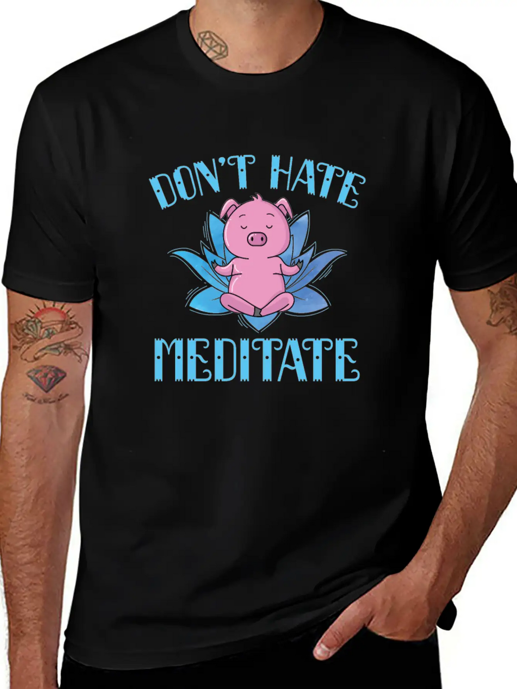 Meditation Don't Hate Meditate Piggies Unisex Casual T-Shirt – Clean Design For Daily Comfort