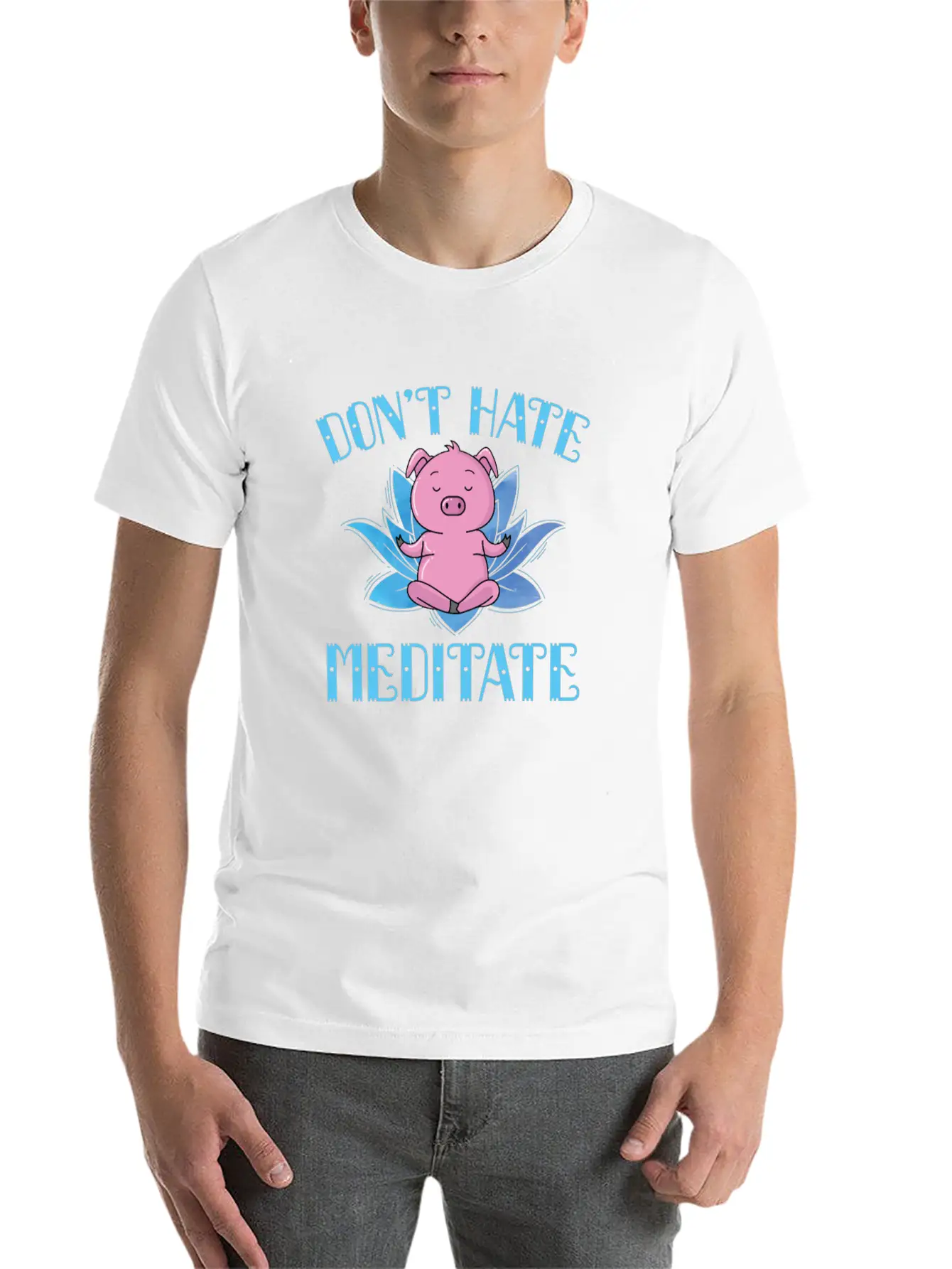Meditation Don't Hate Meditate Piggies Unisex Casual T-Shirt – Clean Design For Daily Comfort