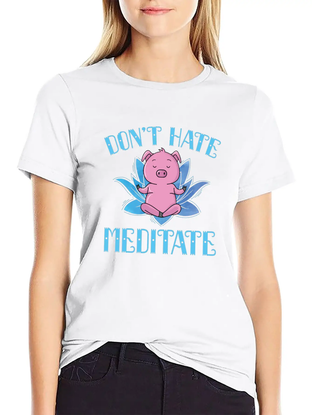 Meditation Don't Hate Meditate Piggies Unisex Casual T-Shirt – Clean Design For Daily Comfort