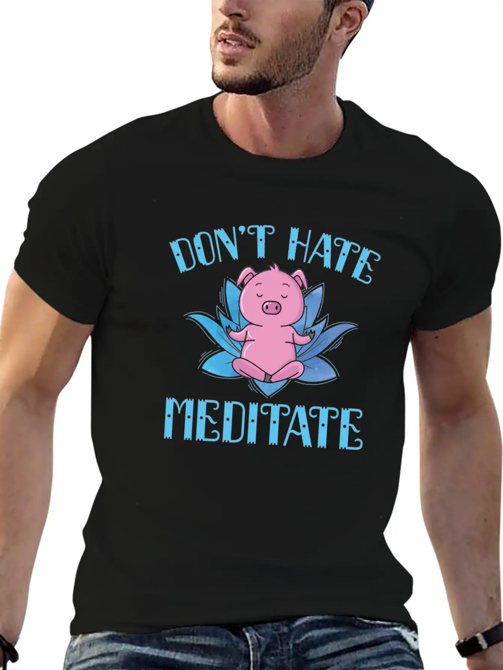 Meditation Don't Hate Meditate Piggies Unisex Casual T-Shirt – Clean Design For Daily Comfort
