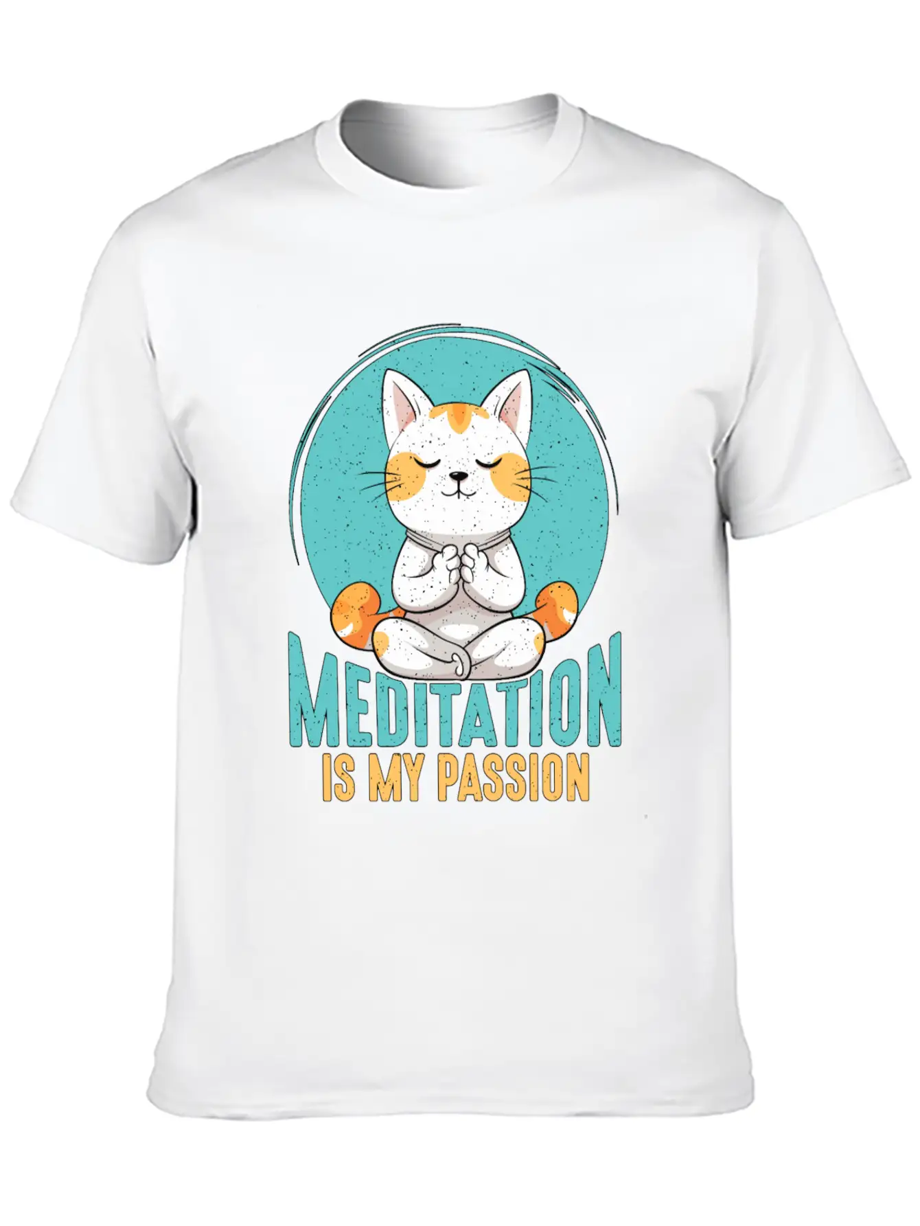 Meditation Is My Passion Relaxation Cat Lover Breathable Soft Cotton T-Shirt – Timeless Casual Look