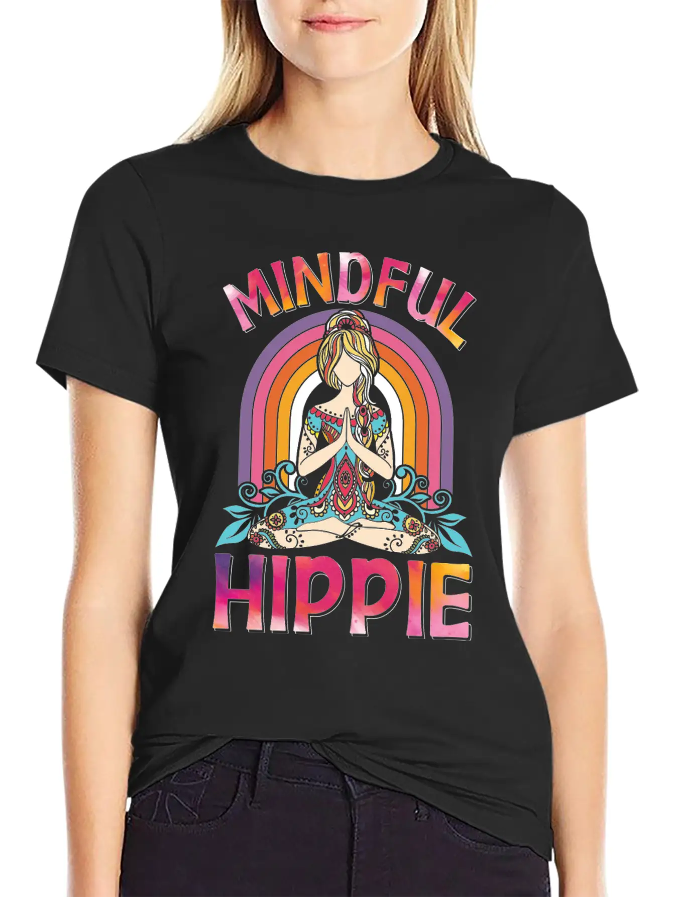 Meditation Yoga Peace Kindness Tie Dye Unisex Short Sleeve Soft Cotton T-Shirt – Casual Everyday Wear