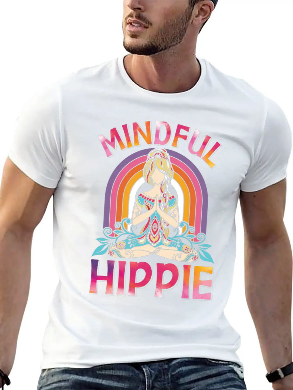Meditation Yoga Peace Kindness Tie Dye Unisex Short Sleeve Soft Cotton T-Shirt – Casual Everyday Wear