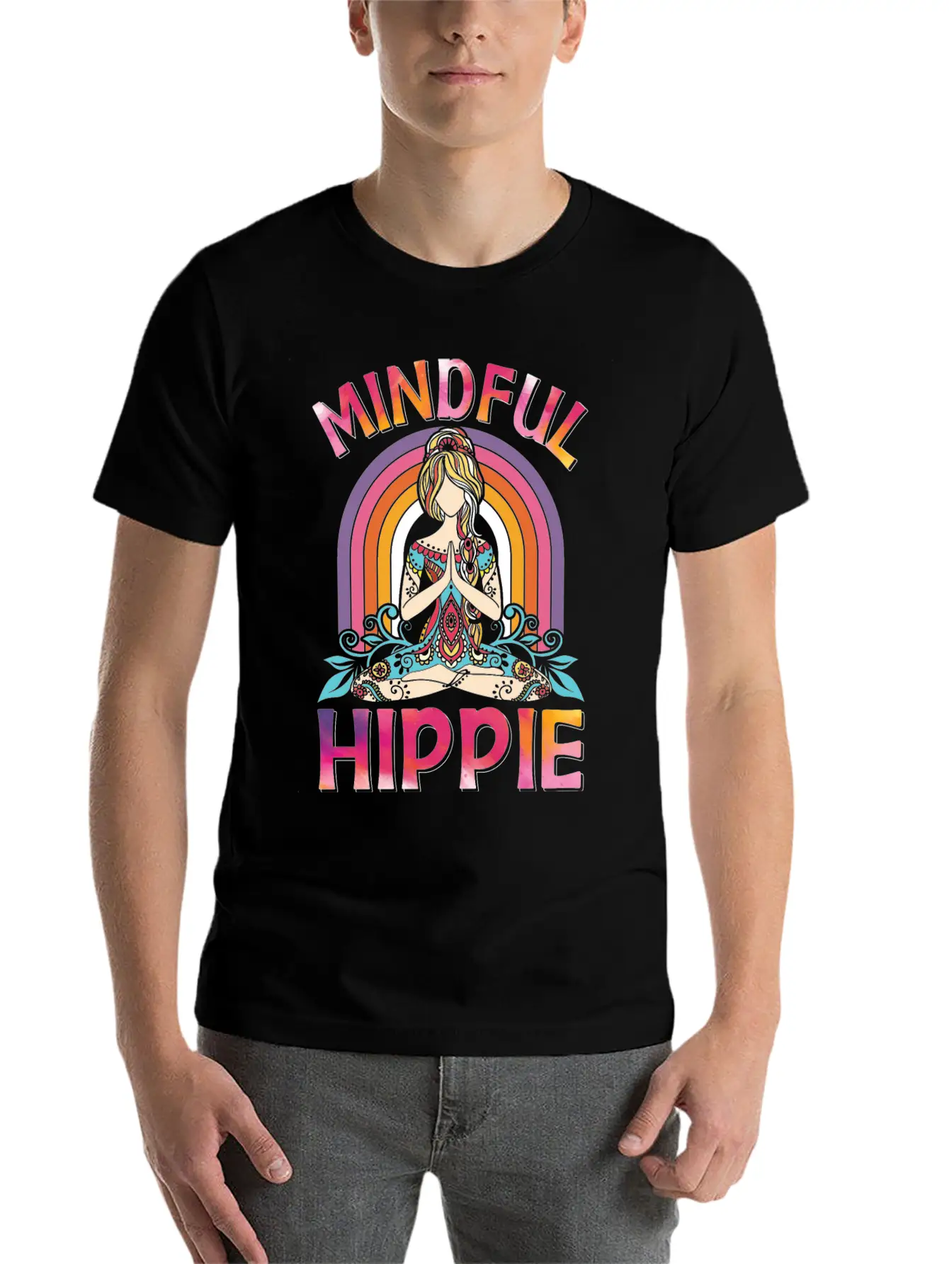 Meditation Yoga Peace Kindness Tie Dye Unisex Short Sleeve Soft Cotton T-Shirt – Casual Everyday Wear