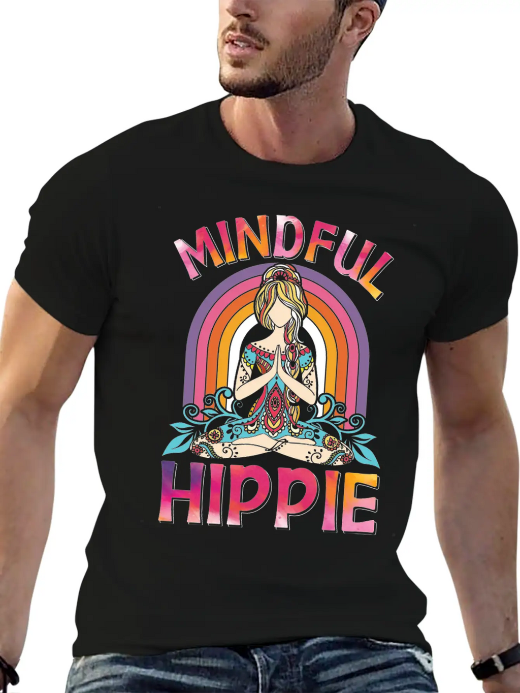 Meditation Yoga Peace Kindness Tie Dye Unisex Short Sleeve Soft Cotton T-Shirt – Casual Everyday Wear