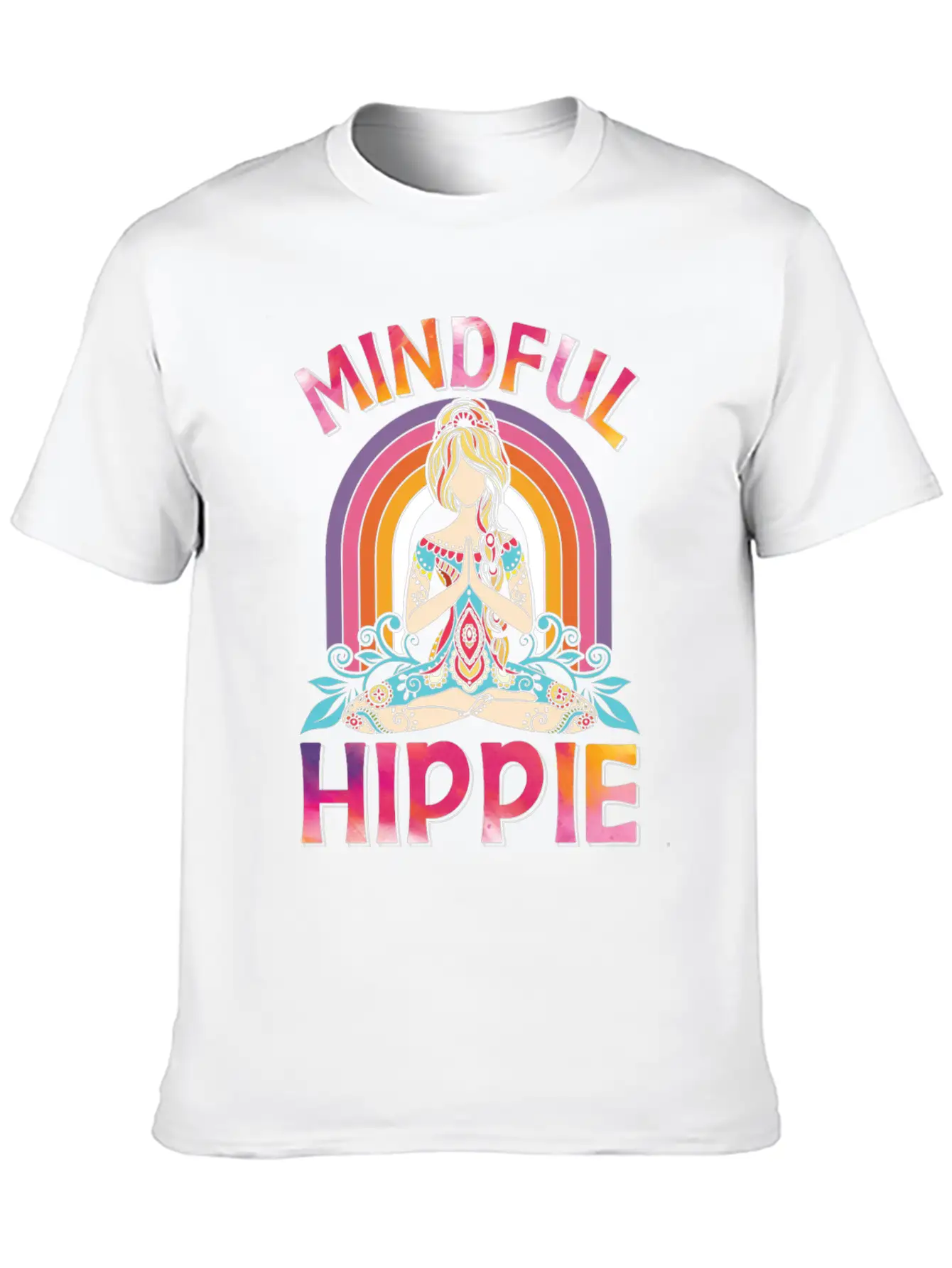 Meditation Yoga Peace Kindness Tie Dye Unisex Short Sleeve Soft Cotton T-Shirt – Casual Everyday Wear
