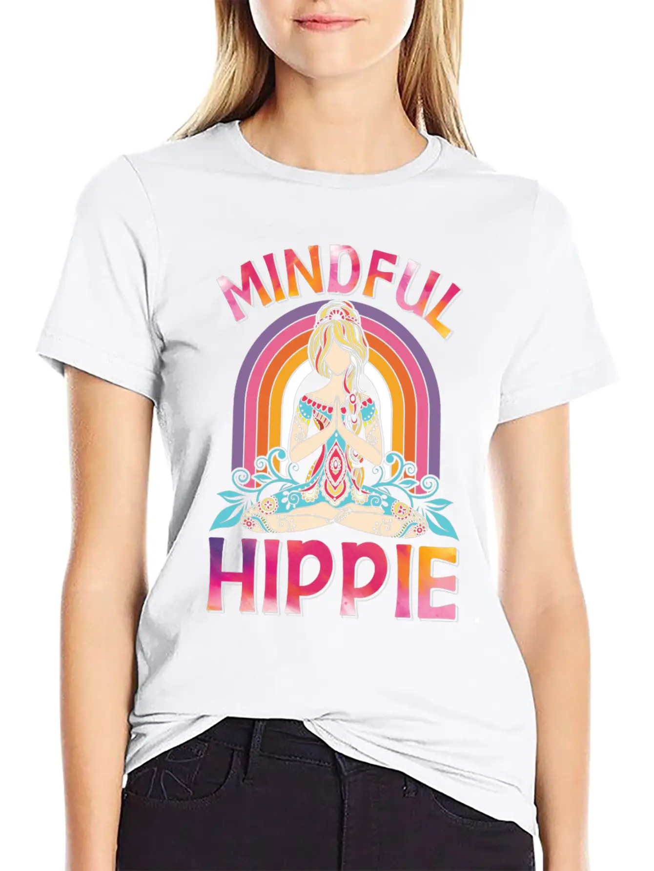 Meditation Yoga Peace Kindness Tie Dye Unisex Short Sleeve Soft Cotton T-Shirt – Casual Everyday Wear