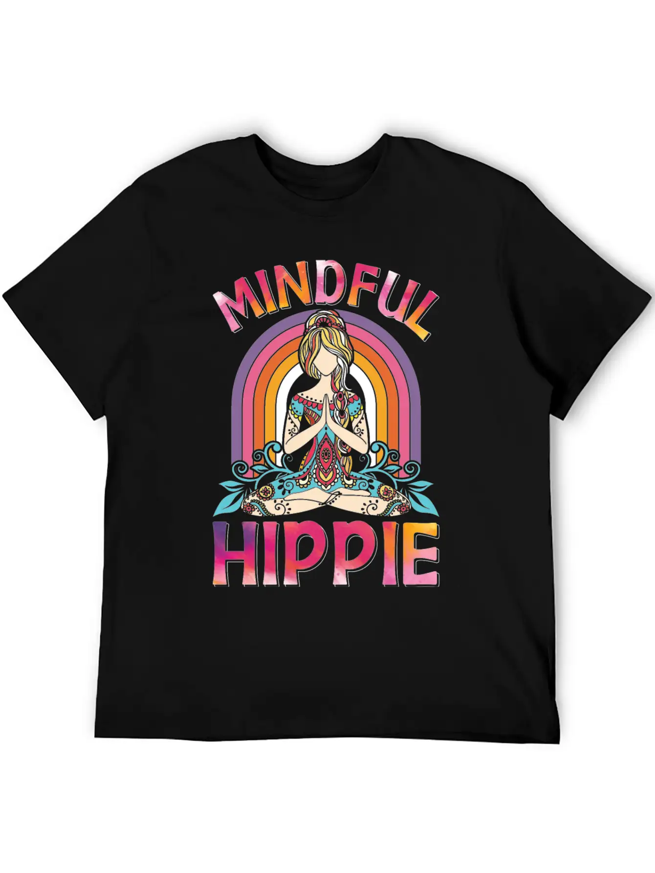 Meditation Yoga Peace Kindness Tie Dye Unisex Short Sleeve Soft Cotton T-Shirt – Casual Everyday Wear