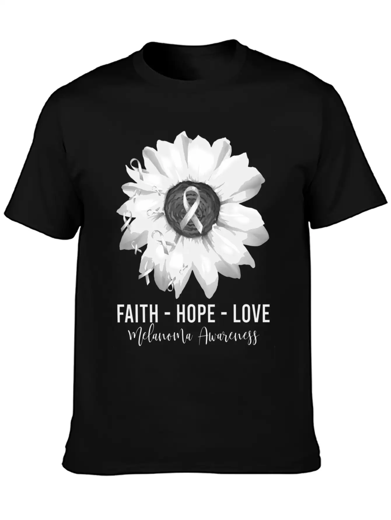 Melanoma Awareness Flower Shirts Melanoma Wo Unisex Casual T-Shirt – Clean Design For Daily Comfort